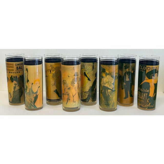 Mid-Century Modern Vintage Moulin Rouge Cabaret Mid-Century High Ball Glasses, Set of 8 For Sale - Image 3 of 11
