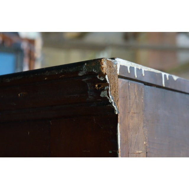 Primitive Antique American Victorian Poplar Closet Cupboard Linen Press Cabinet For Sale - Image 15 of 18