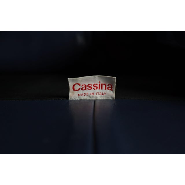 Maralunga 2-Seater Sofa in Blue Leather by Vico Magistrettifor Cassina, Italy, 1973 For Sale - Image 9 of 16