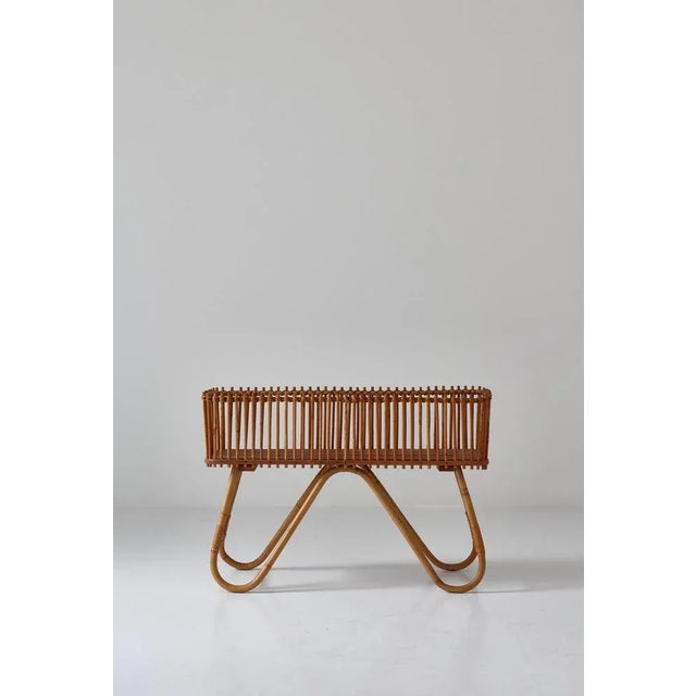 Handwoven Wicker Rattan Planter, Denmark, 1940s For Sale - Image 4 of 13