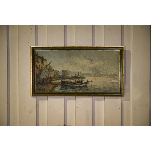 Maurice Barle, Impressionist Fishing Port, 20th Century, Painting on Wood, Framed For Sale - Image 8 of 8