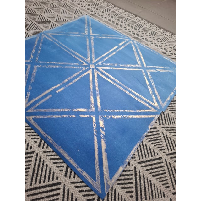 New Handmade Wallpaper With Metallic Geometric Pattern on Paper-Textile Runo For Sale - Image 6 of 7