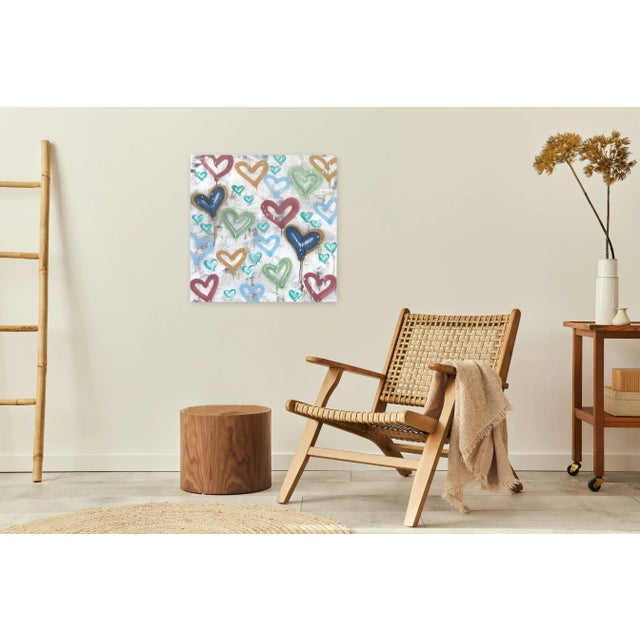 Blue Soft Street Art Graffiti Painting Urban Hearts "Happiness Arises" Original Artwork by Amber Goldhammer For Sale - Image 8 of 9