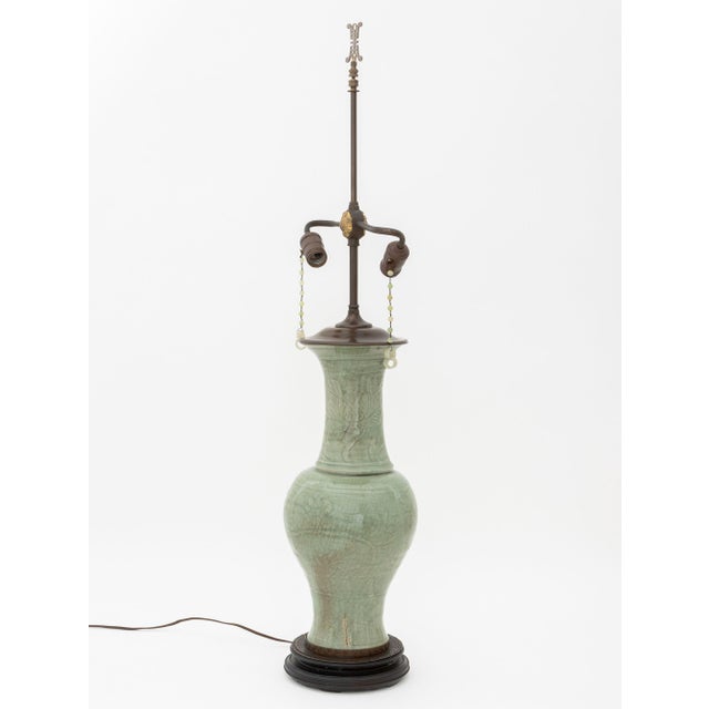 Metal Chinese Longquan Celadon Vase Mounted as a Lamp For Sale - Image 7 of 11