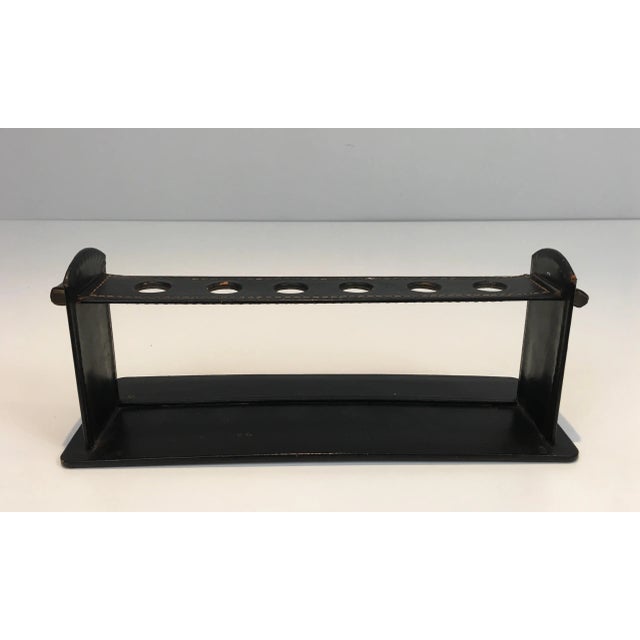 Jacques Adnet Jacques Adnet, Black Leather Pipes Displayer, French, circa 1950 For Sale - Image 4 of 12