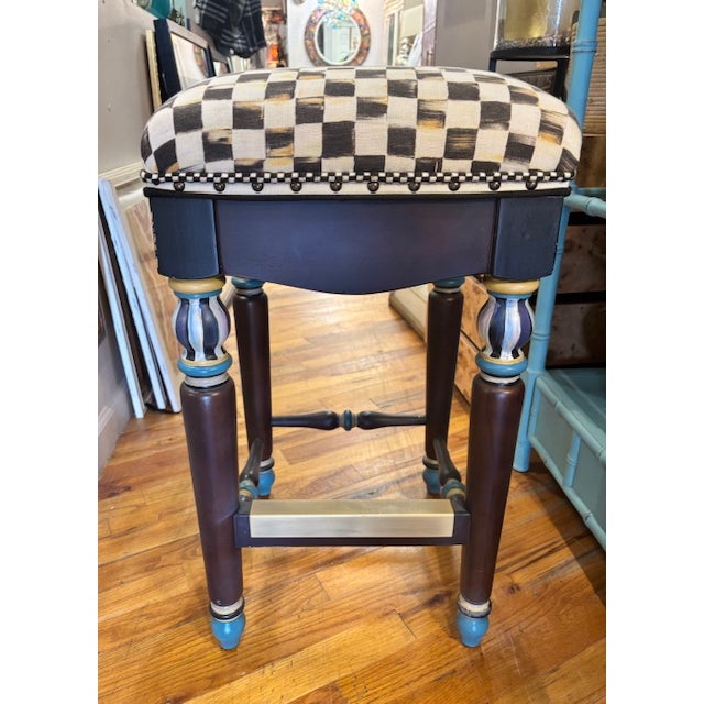 1990s MacKensie-Childs Counter Stool For Sale - Image 9 of 10