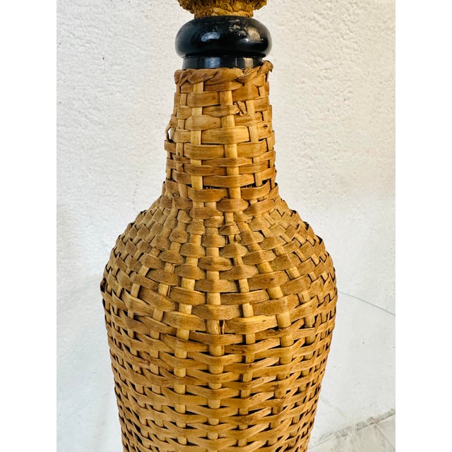 Vintage Wicker Covered Bottle For Sale - Image 4 of 6