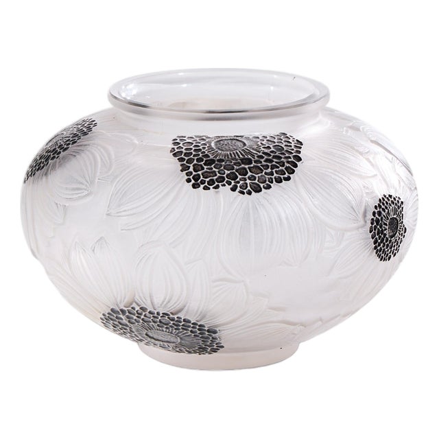 René Lalique 1923 Signed Dahlias Vase For Sale
