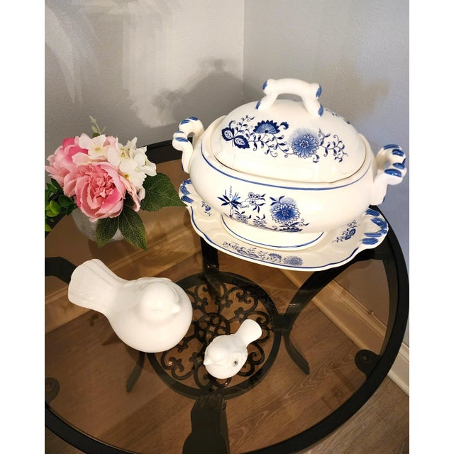 Vintage Blue and White Soup Tureen With Underplate- 2 Pieces For Sale - Image 12 of 12