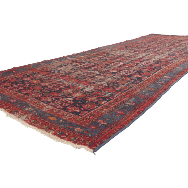76731 Antique-Worn Persian Malayer Rug, 04'08 x 12'10. Rustic luxe meets welcomed informality in this antique-worn Persian...