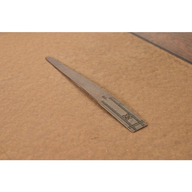 Art Deco Roycroft Arts & Crafts Hammered Copper Quatrefoil Letter Opener For Sale - Image 3 of 11