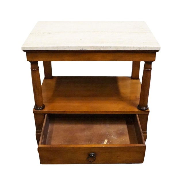 Baker / Milling Road Solid Cherry Early American Contemporary 27" Accent End Table W. White Granite Top 13-676-8 For Sale In Kansas City - Image 6 of 14