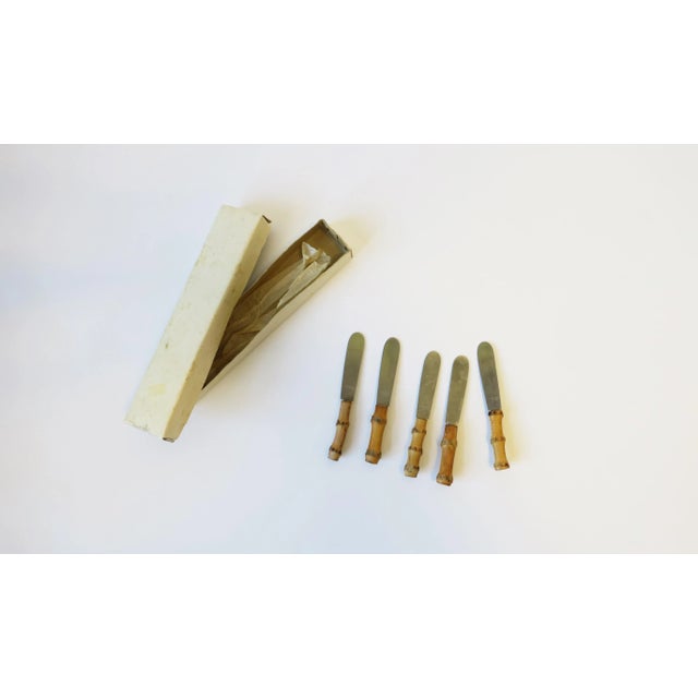 Mid 20th Century Bamboo Appetizer Knives, Small- Set of 5 For Sale - Image 5 of 12