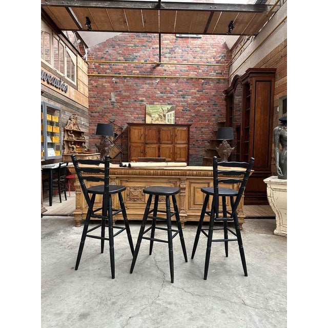 Black Bar Stools, Set of 3 For Sale - Image 8 of 9