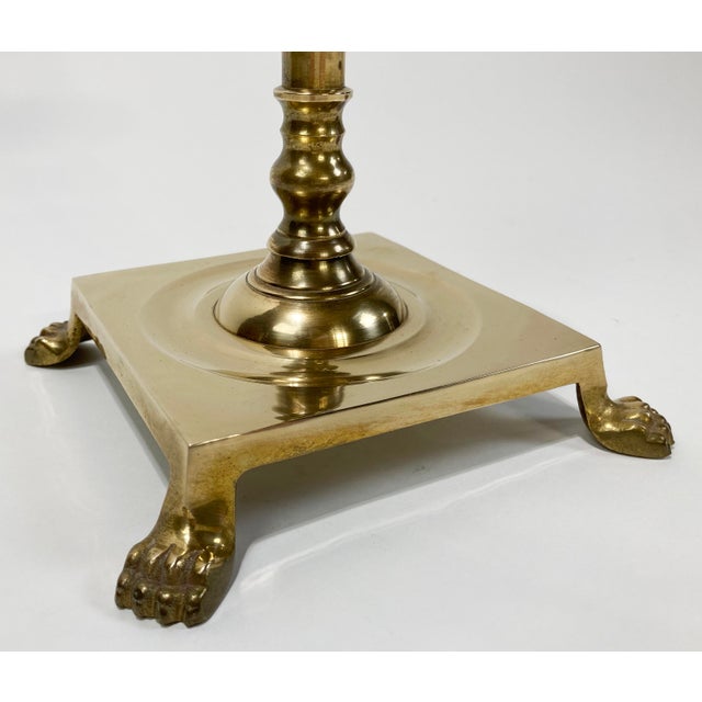 Metal Vintage Lion Paw Brass Footed Candlestick Holder For Sale - Image 7 of 7