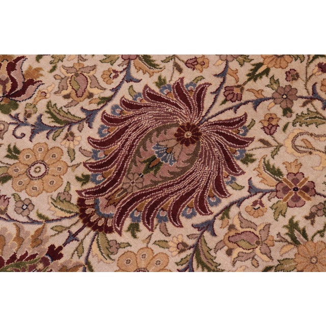 1990's Floral Pak-Persian Tan/Drk. Red Wool Rug - 10'1'' X 14'3'' For Sale - Image 4 of 9