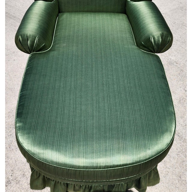 Kelly Green Vintage Chaise English Wingback Style For Sale - Image 8 of 10