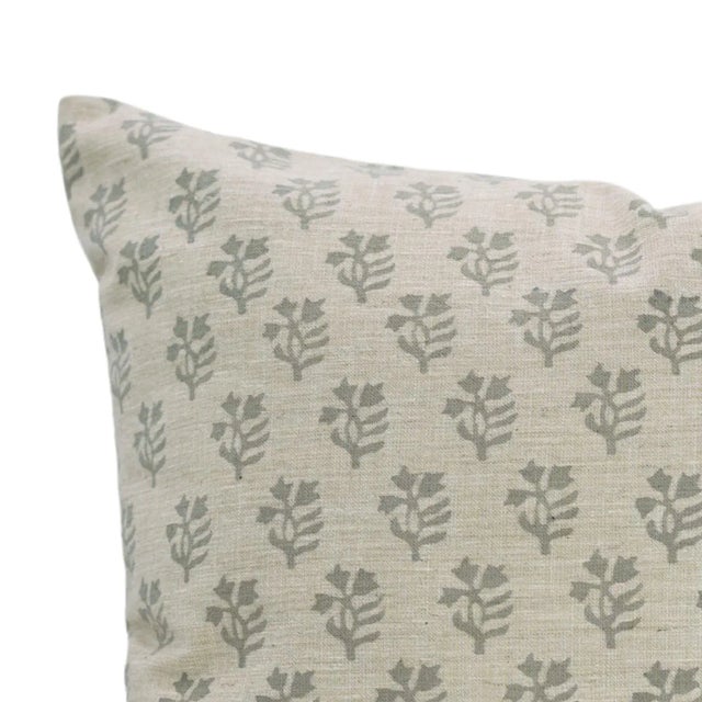 Handcrafted Block Print Throw Pillow Cover 14x36 Inch Home Décor Linen Blend- Pudina For Sale - Image 4 of 4