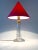 Glass French Table Lamp with Cut Glass Base and Red Silk Shade, 1940s For Sale - Image 7 of 10