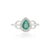 Art Deco Pear Emerald & Diamond Halo Engagement Ring in 14k White Gold Size 6 For Sale - Image 4 of 16