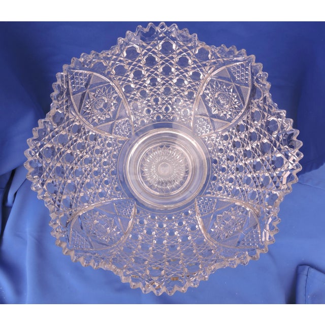 Circa 1894 McKee Glass Co. Eapg Punch Bowl With Stand Pressed Cut in Rotec Pattern For Sale - Image 4 of 12