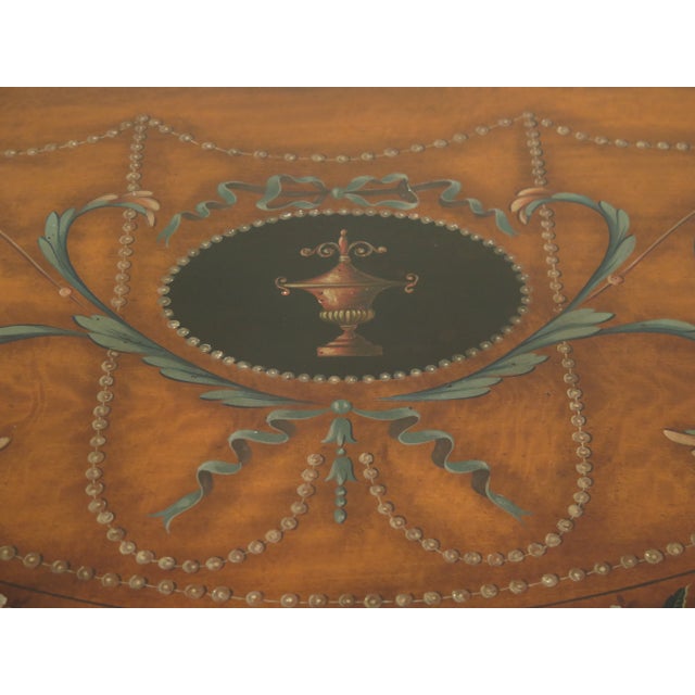 2000 - 2009 Traditional Theodore Alexander Adam Style Paint Decorated 1 Drawer Console Table For Sale - Image 5 of 11