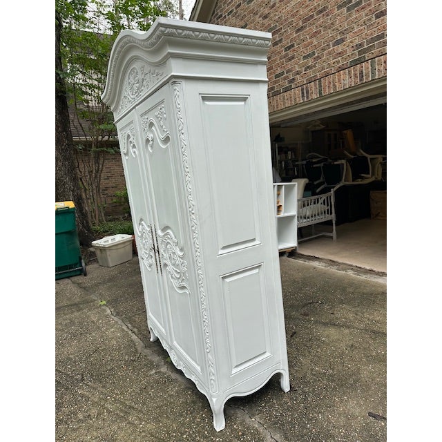 English Vintage Hendricks Armoire Painted White For Sale - Image 3 of 7