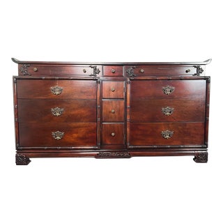 Antique Early 20th Century Mahogany Chinese Chippendale Pagoda Lowboy Dresser For Sale