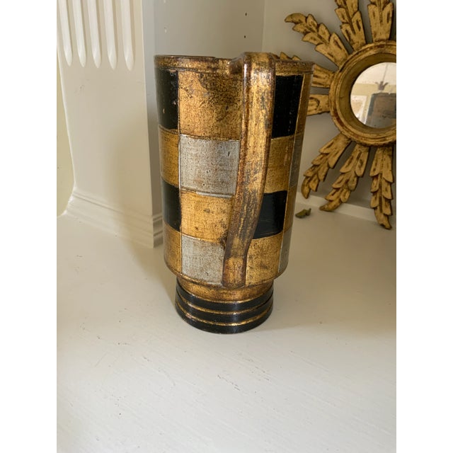 Art Deco Italian Gilt & Black Metal Art Deco Pitcher For Sale In Charlotte - Image 6 of 10