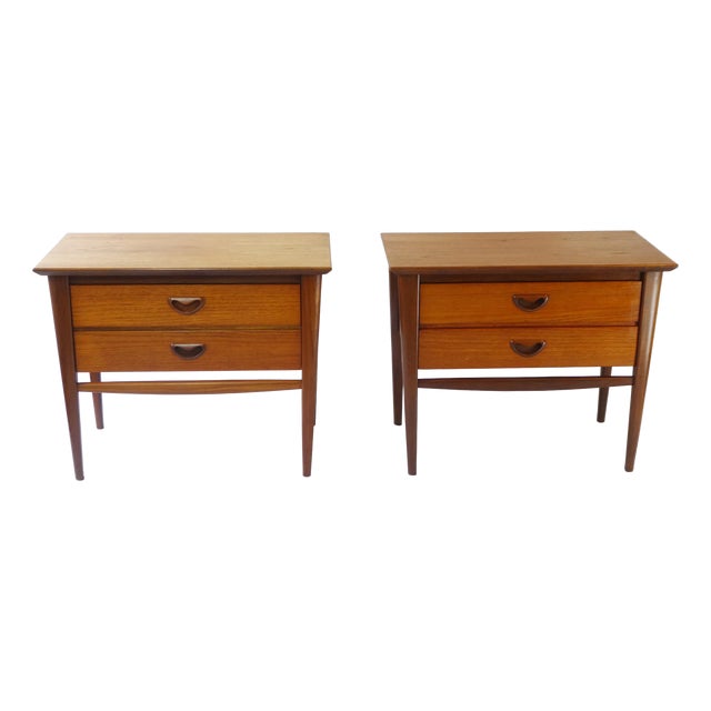 Mid-Century Scandinavian Danish Teak Nightstands, Set of 2 For Sale