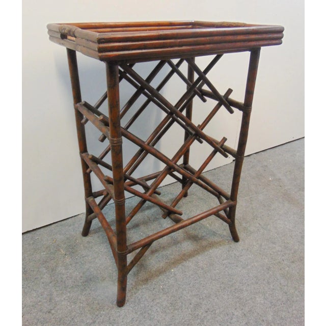 Regency Style Burnt Bamboo Wine Rack/ Serving Tray Top Chairish