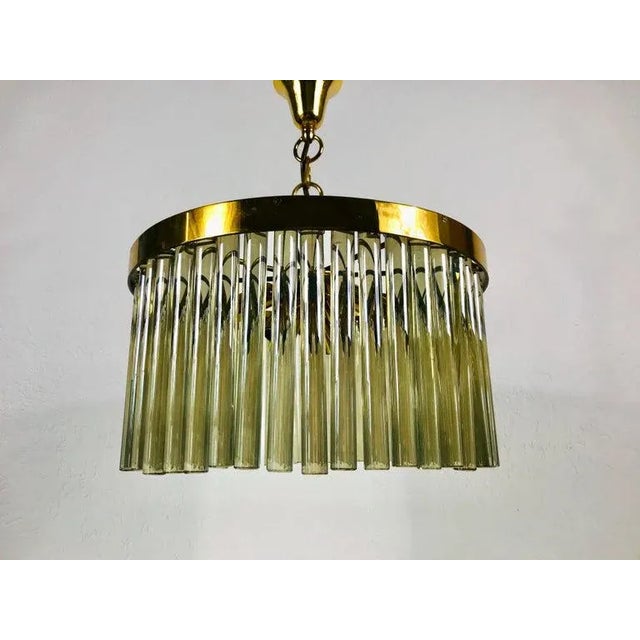 1960s 1 of 2 Golden Gilded Brass and Crystal Glass Chandelier by Christoph Palme, 1960 For Sale - Image 5 of 13