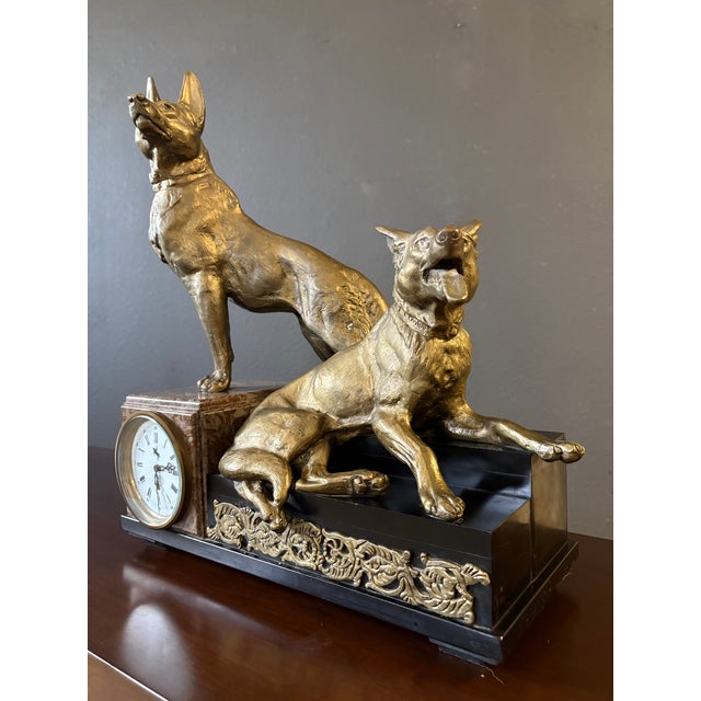 Antique Marble & Bronze Mantle Clock in the Style of Louis-Albert Carvin For Sale - Image 17 of 18
