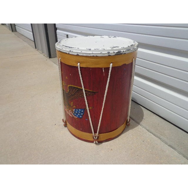 Antique Drum Side Patriotic American Hand Painted Eagle Vintage Flag Decor For Sale - Image 4 of 10