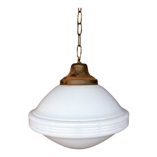 Art Deco Opaline Hanging Pendant Light For Sale