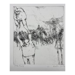 1977 Dellas Henke Modern Figural Landscape Etching For Sale