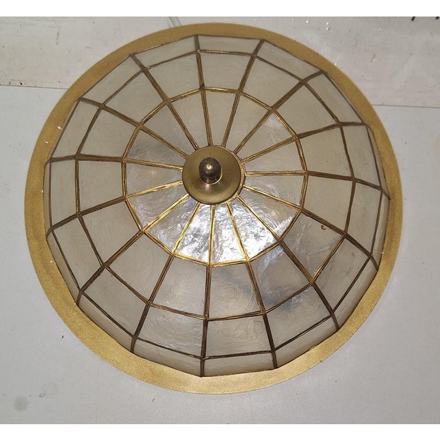 Flat Vintage Ceiling Lamp with Capiz Shell Tile Shade from Honsel, 1980s For Sale - Image 4 of 8