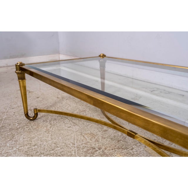 Brass Mid Century Modern Brass & Glass Coffee Table For Sale - Image 8 of 10
