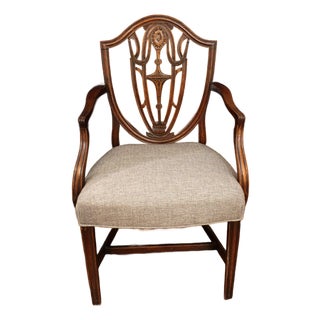 C. 1790 English Hepplewhite Design Shield Back Arm Chair For Sale