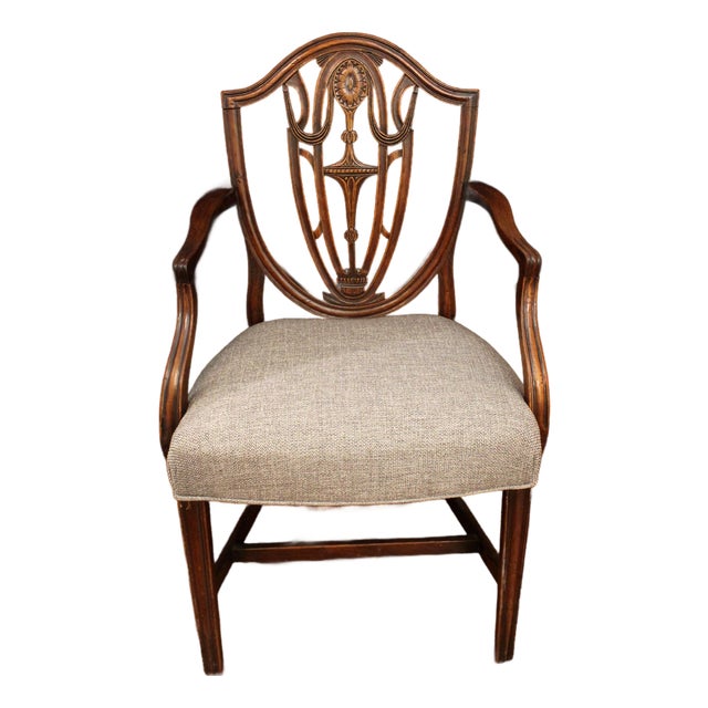 C. 1790 English Hepplewhite Design Shield Back Arm Chair For Sale