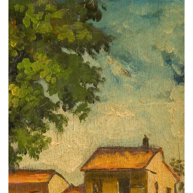 Wood Ardengo Soffici, Italian Landscape, 1940s, Oil on Walnut For Sale - Image 7 of 9