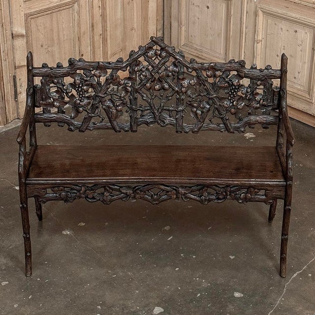 19th Century French Black Forest Carved Oak Hall Bench For Sale - Image 15 of 18
