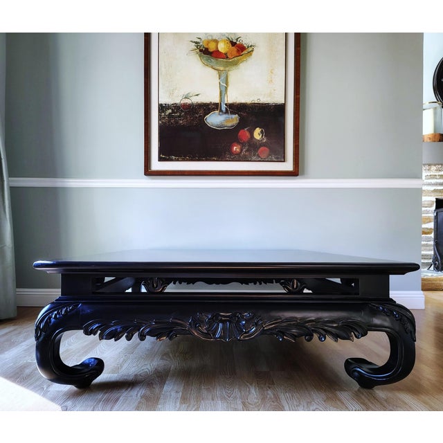 Black Ralph Lauren Style Custom Ming Coffee Table For Sale - Image 8 of 15