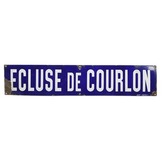 Large Enameled Ecluse de Courlon Sign For Sale