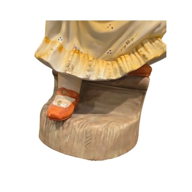 French Antique German Gebruder Heubach Bisque Piano Girl Dog Statue 1880 18" For Sale - Image 3 of 11