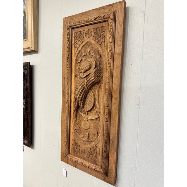 Cabin Black Forest Oak Wall Panel Harvest Motif For Sale - Image 3 of 8