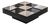 Italian Square Black Lacquer and Steel Coffee Table, 1970s For Sale
