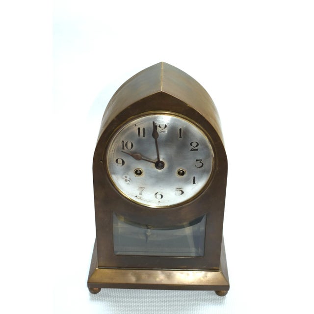 Large Vienna Secession Brass Table Clock For Sale - Image 9 of 9