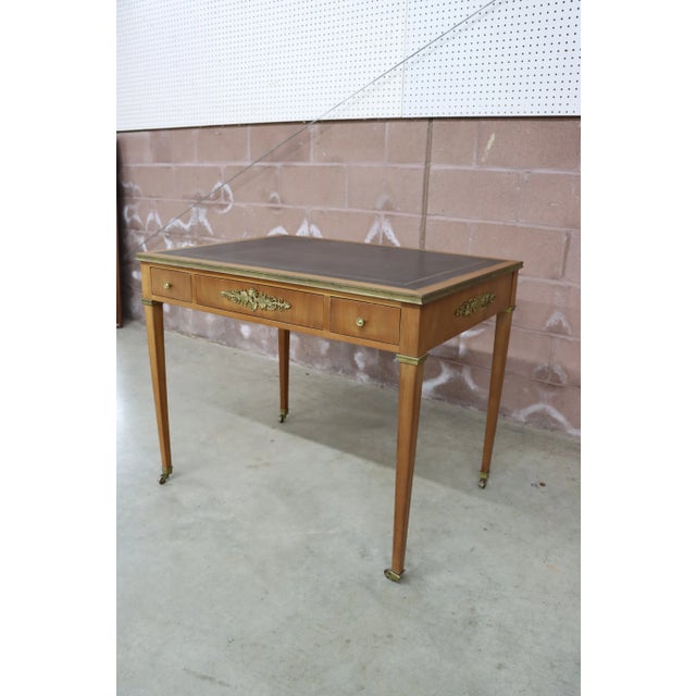 Traditional Kittinger Leather Top & Ormolu Mounted Game Table For Sale - Image 3 of 11