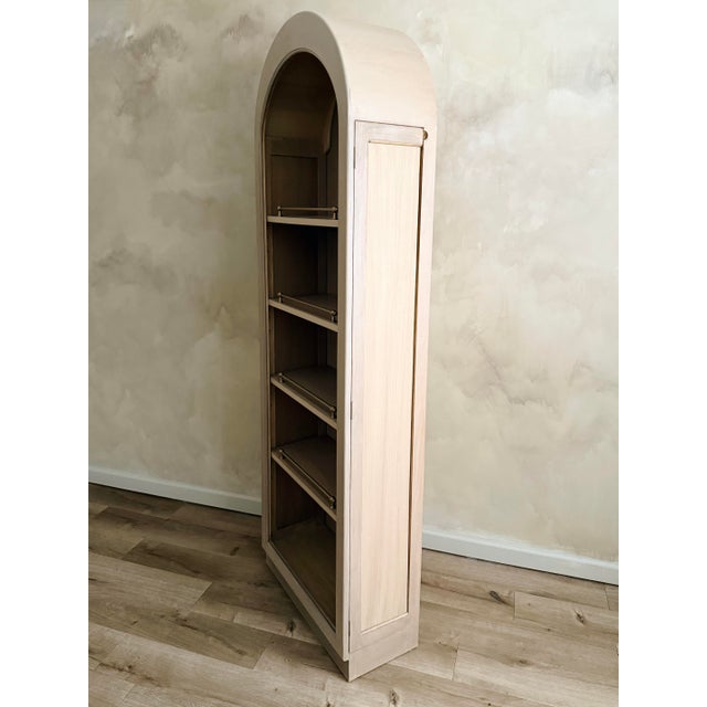 1970s Mid-Century Style Arched Display Cabinet With Brass Gallery Rails For Sale - Image 12 of 14